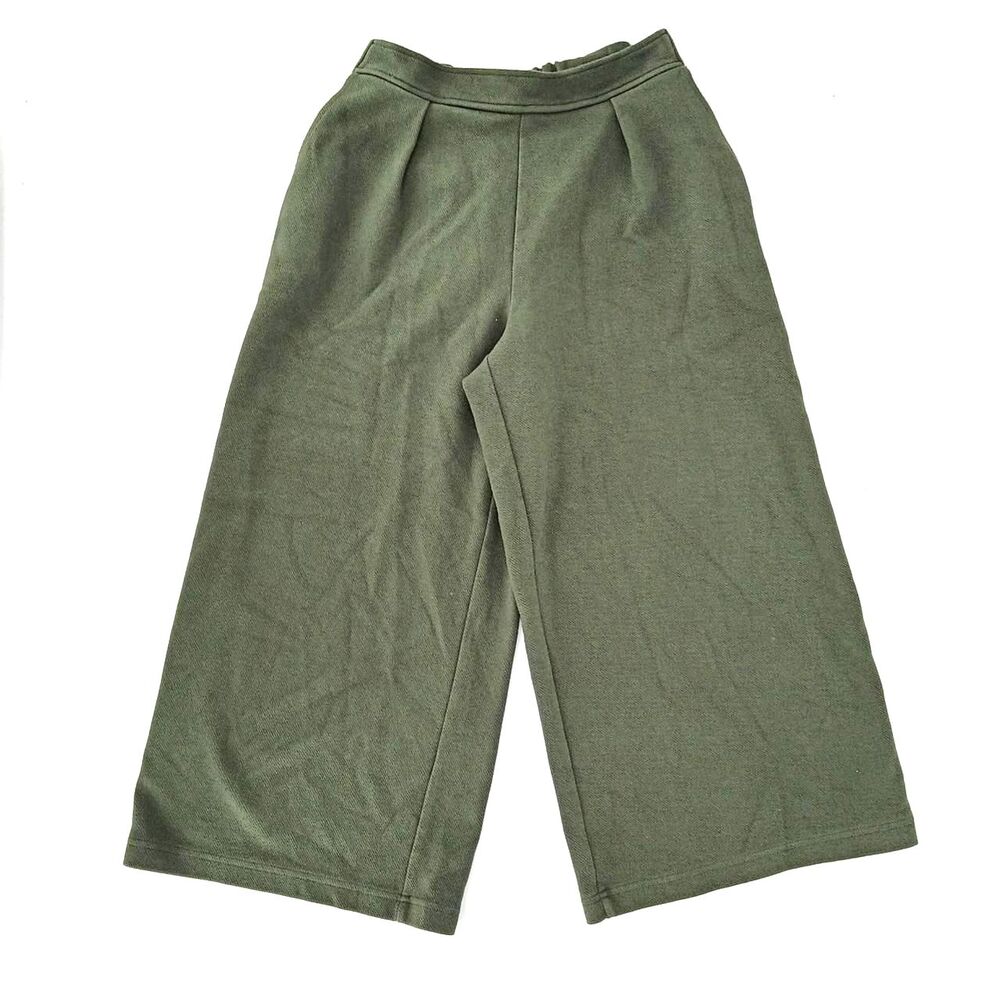 Banana Republic Olive Green Wide Leg Cropped Pants XS Pull On Utility Minimalist